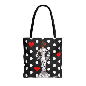 Flamenco Tote Bag schwarz "Maria Blanco" mit Punkten - Shopper Tasche beidseitig bedruckt 43x43 cm mit 60 cm Henkel