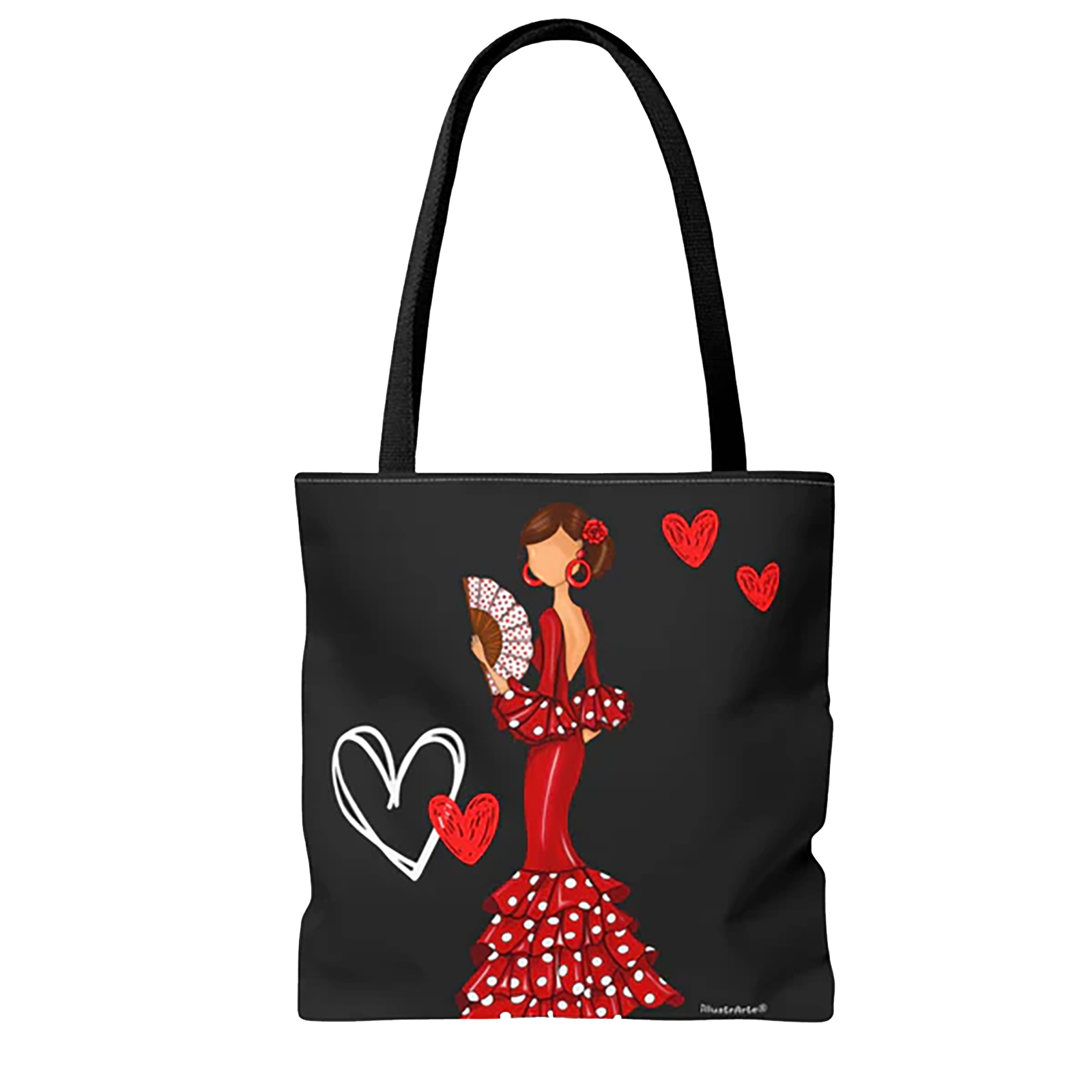 Flamenco Tote Bag "Pepa"  - Shopper Tasche beidseitig bedruckt 43x43 cm mit 60 cm Henkel