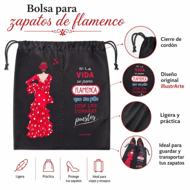 Bolsa para proteger tus zapatos de flamenca o los más especiales … para meter en la maleta de viaje o en tu bolsa de baile . 

Eine Tasche zum Schutz Ihrer Flamencoschuhe oder Ihrer wertvollsten Schuhe… zur Aufbewahrung im Reisekoffer oder in der Tanz-Tasche.

#llenemoselmundodeflamencas